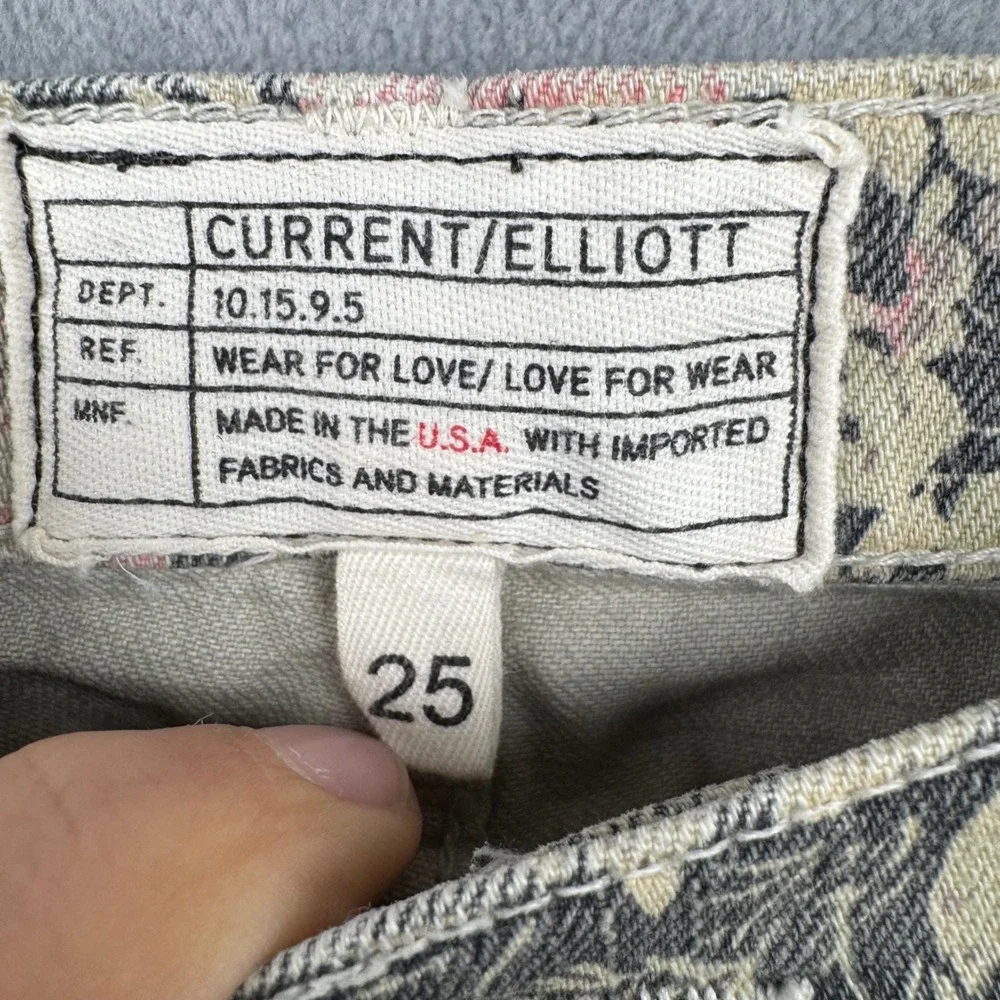 Current Elliott Floral Print Jeans Size 25 Stiletto Phoenix Skinny Denim - Picture 4 of 9
